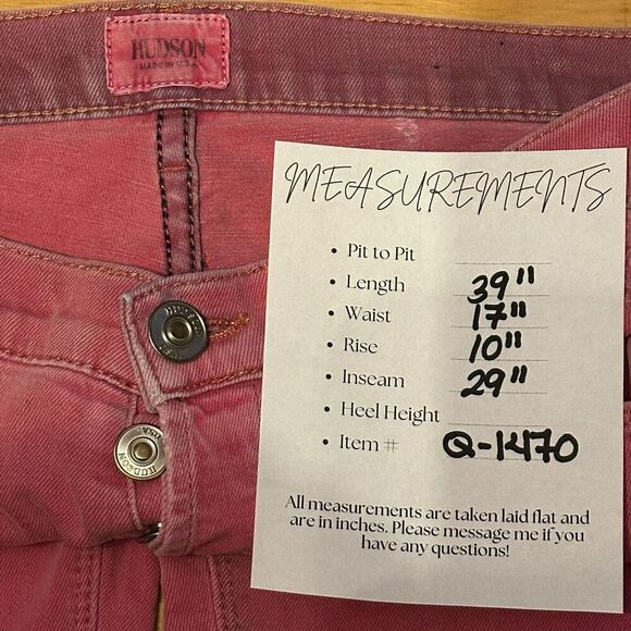 2/$30 Hudson Leigh Boyfriend Pink Button Fly Jeans Size 29 Distressed Mid Rise - Picture 3 of 16